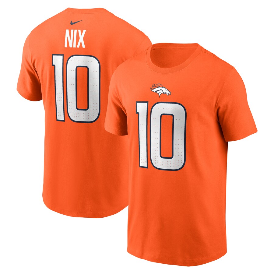 Youth Denver Broncos Bo Nix Nike Orange Name & Number T-Shirt