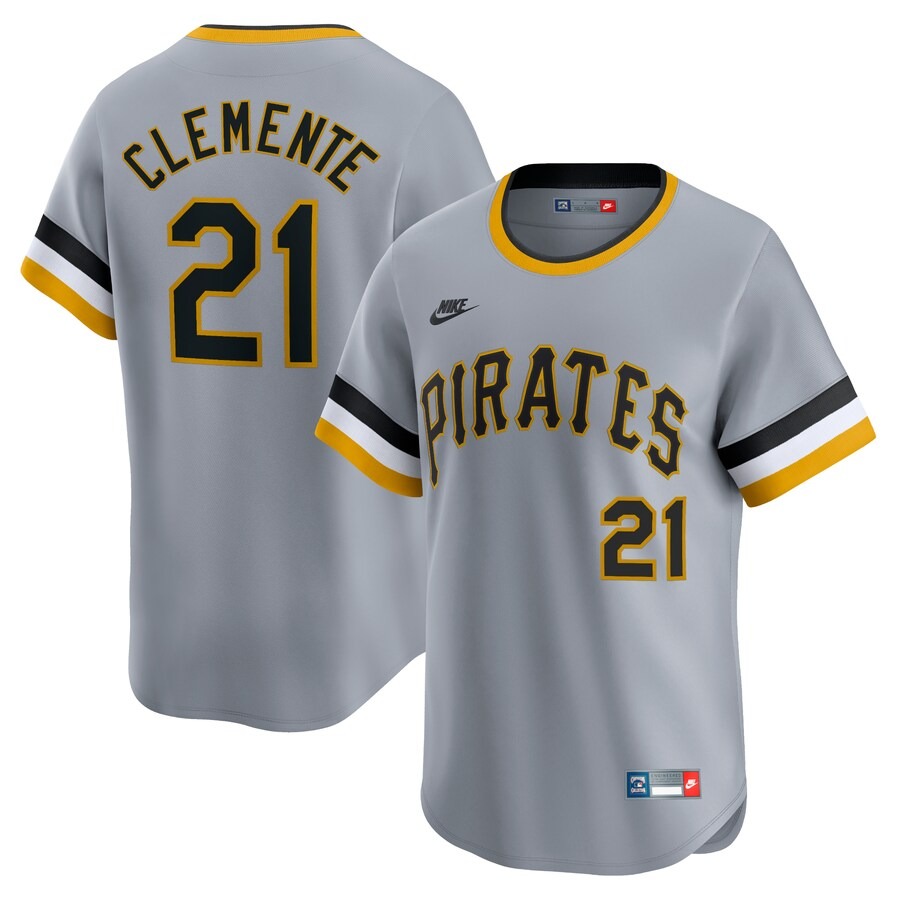 Men's Pittsburgh Pirates Roberto Clemente Nike Gray Throwback Cooperstown Collection Limited Jersey