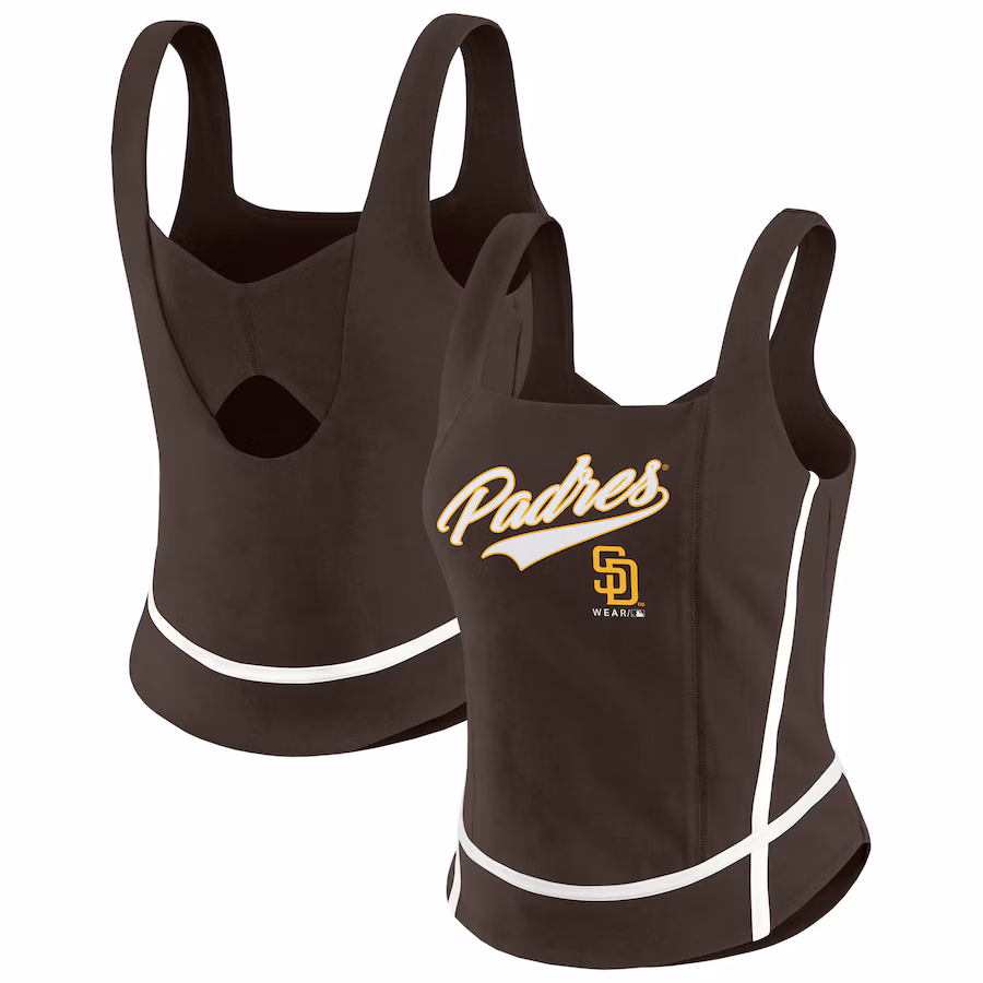 Women's San Diego Padres WEAR by Erin Andrews Brown Square Neck Tank Top