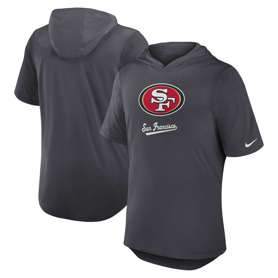 Men's San Francisco 49ers Nike Anthracite Tri-Blend Performance Hoodie T-Shirt
