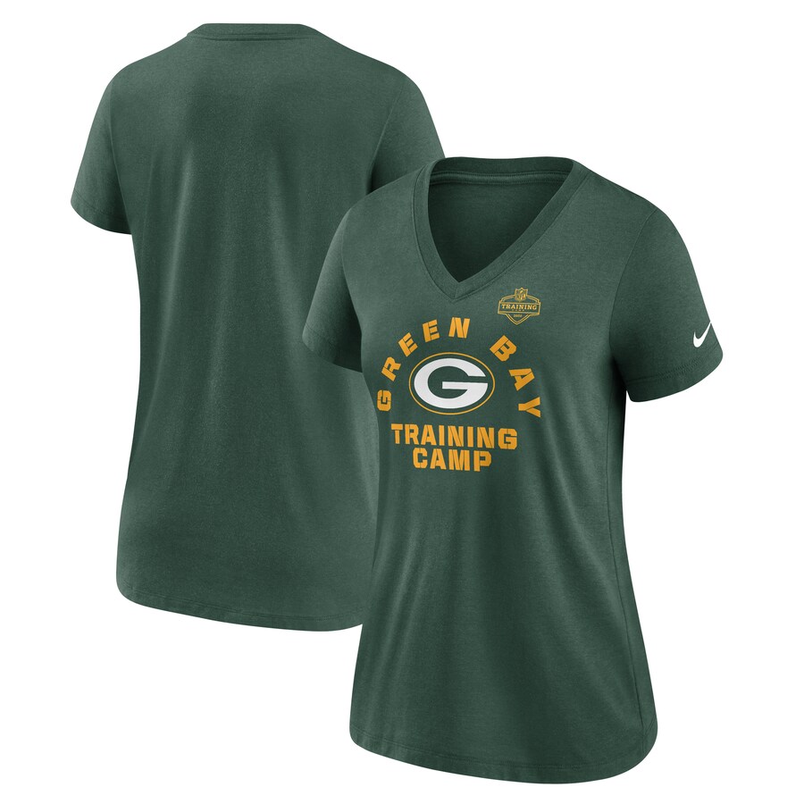 Women's Green Bay Packers  Nike Green 2022 Training Camp Tri-Blend V-Neck T-Shirt