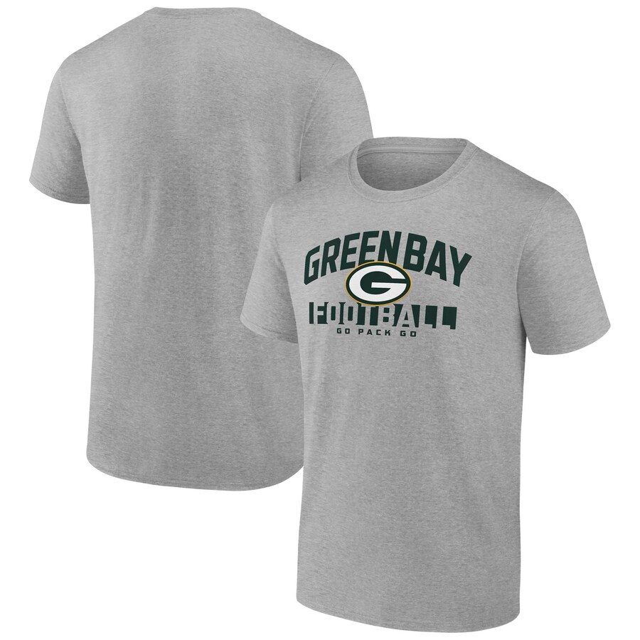 Men's Green Bay Packers Fanatics Heather Gray Screen Blocking T-Shirt