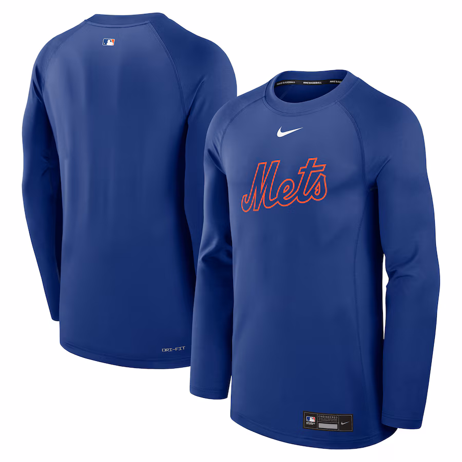 Men's New York Mets Nike Royal Authentic Collection Game Time Raglan Performance Long Sleeve T-Shirt