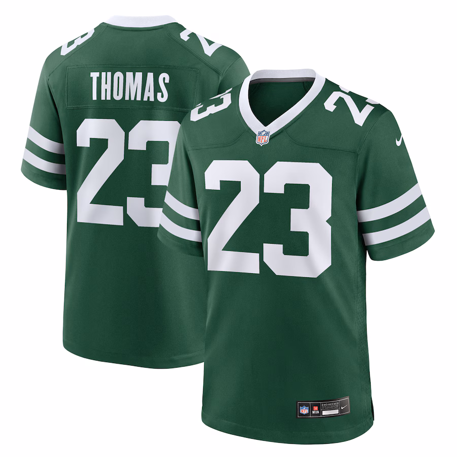 Men's New York Jets Azareye'h Thomas Nike Legacy Green Team Game Jersey