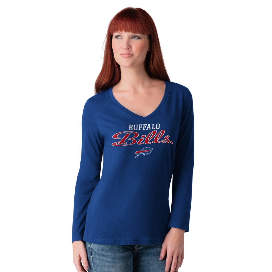 Women's Buffalo Bills G-III 4Her by Carl Banks Royal Post Season Long Sleeve V-Neck T-Shirt