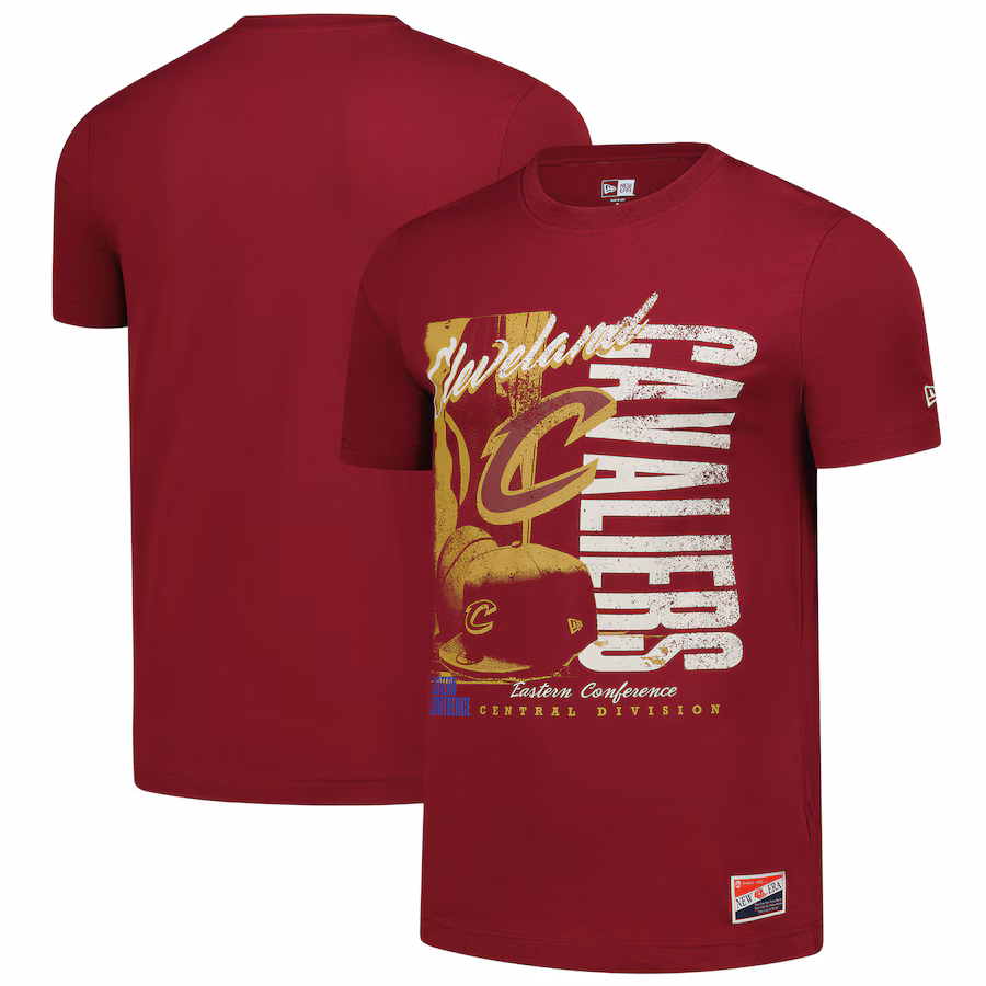 Men's Cleveland Cavaliers  New Era Wine Distressed Throwback Vintage Color Pack T-Shirt