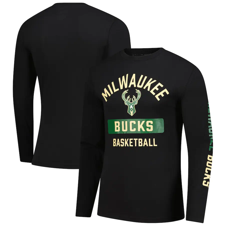Men's Milwaukee Bucks  Fanatics Black Long Sleeve T-Shirt
