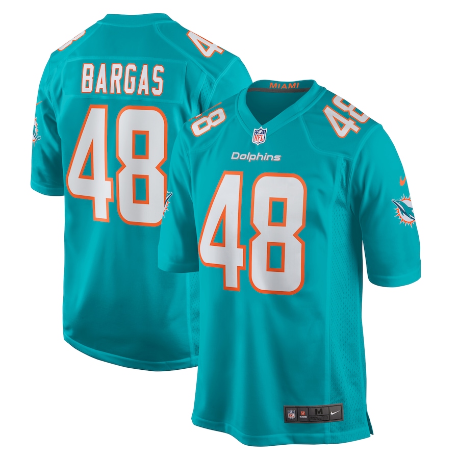 Men's Miami Dolphins Jake Bargas Nike Aqua Home Game Player Jersey