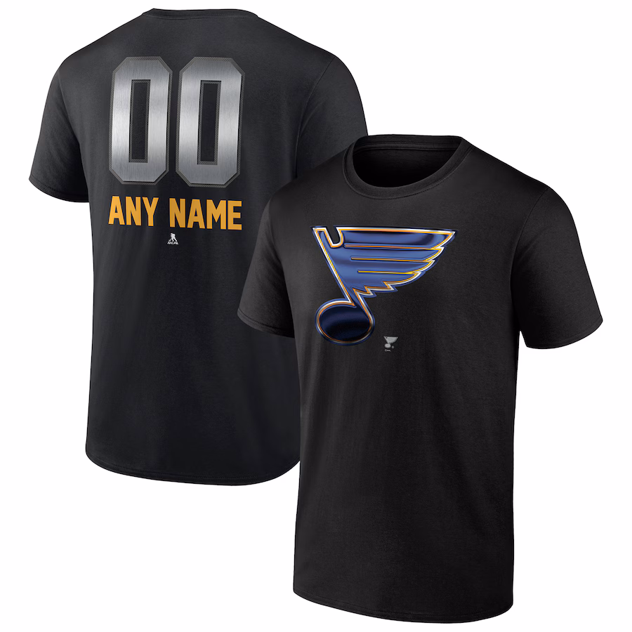 Men's St. Louis Blues Black Personalized Midnight Mascot Logo T-Shirt