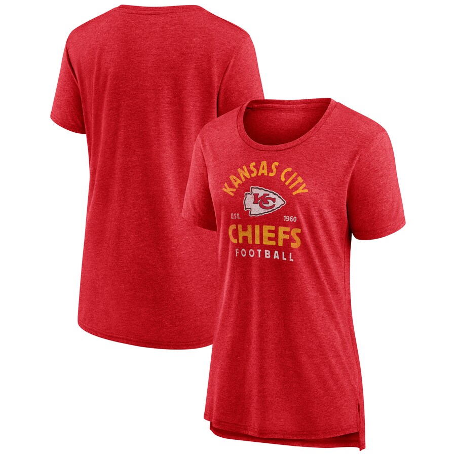 Women's Kansas City Chiefs  Red Vintage Arch Tri-Blend T-Shirt