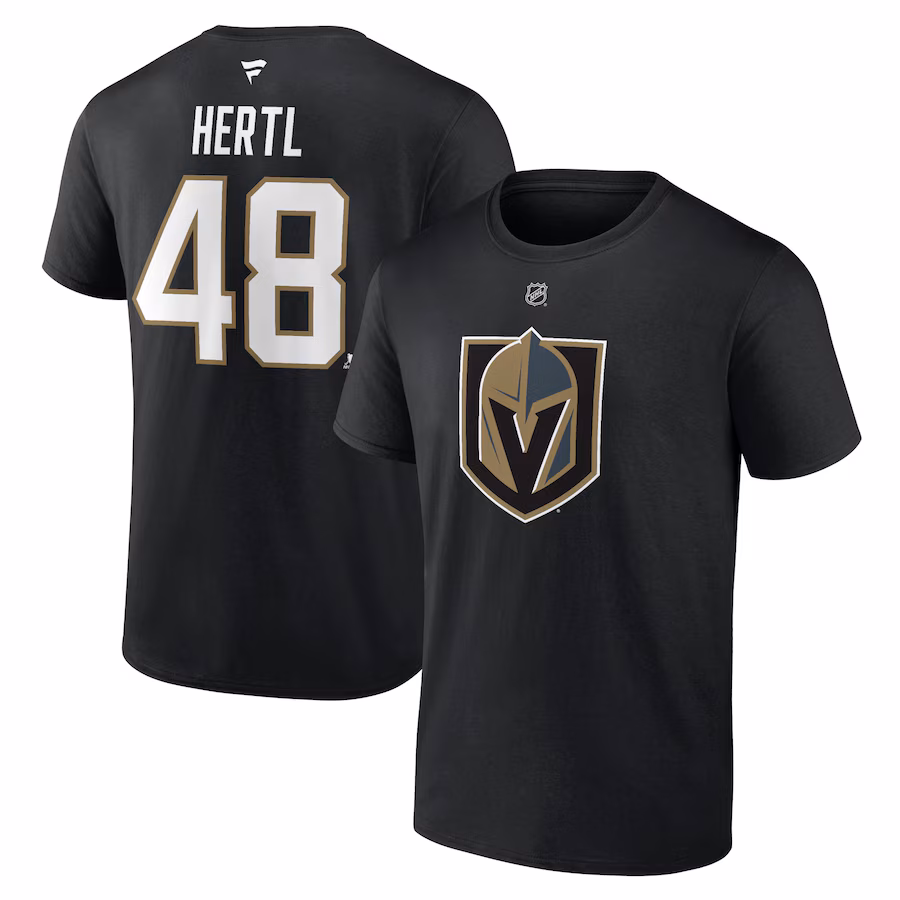 Men's Vegas Golden Knights Tomas Hertl Fanatics Black Authentic Stack Name & Number T-Shirt