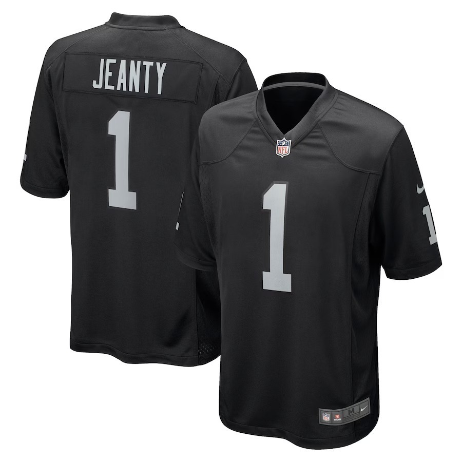 Men's Las Vegas Raiders Ashton Jeanty Nike Black 2025 NFL Draft First Round Pick Game Jersey