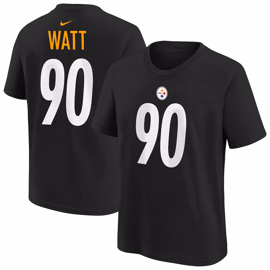 Youth Pittsburgh Steelers T.J. Watt Black Nike Player Name & Number T-Shirt