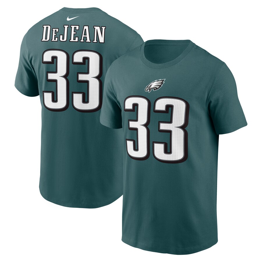 Men's Philadelphia Eagles Cooper DeJean Nike Midnight Green Player Name & Number T-Shirt