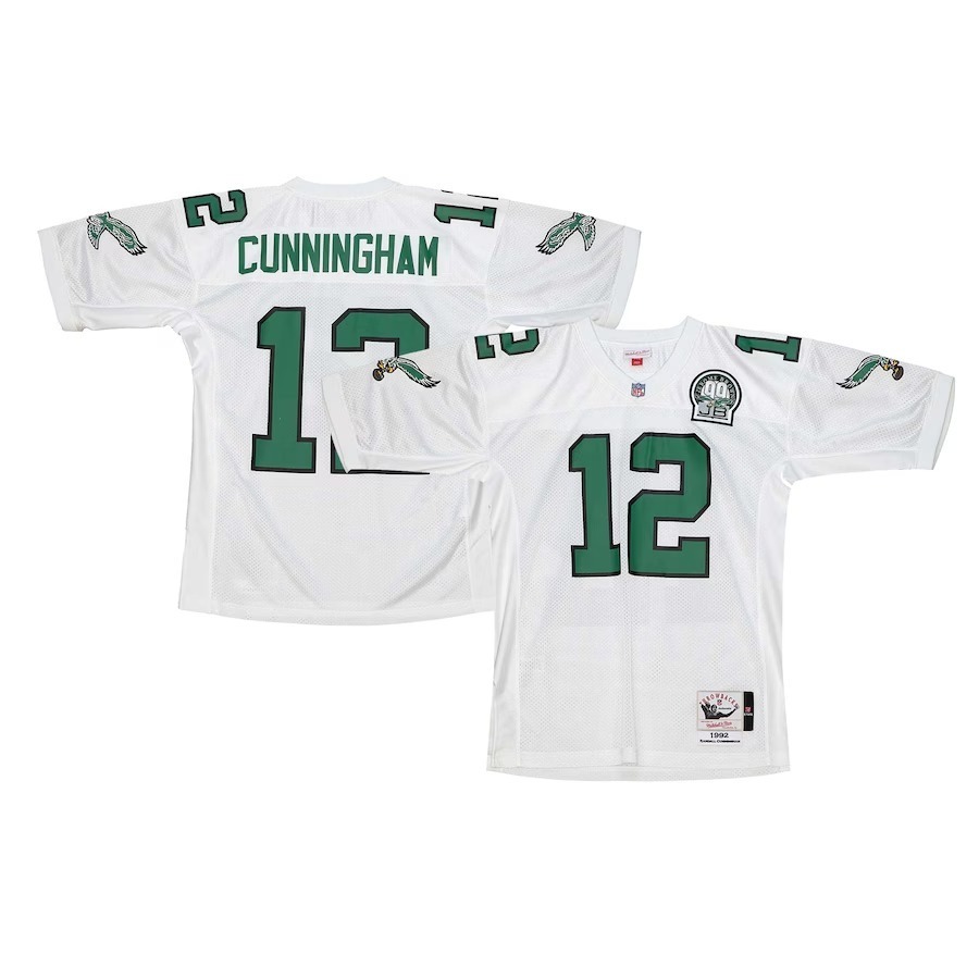Men's Philadelphia Eagles 1992 Randall Cunningham Mitchell & Ness White Authentic Throwback Retired Player Jersey