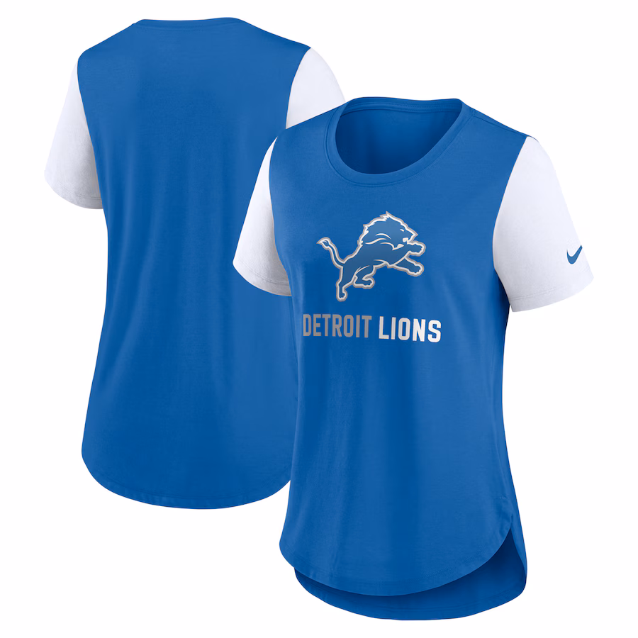 Women's Detroit Lions  Nike Blue Team Nod Tri-Blend Fashion T-Shirt