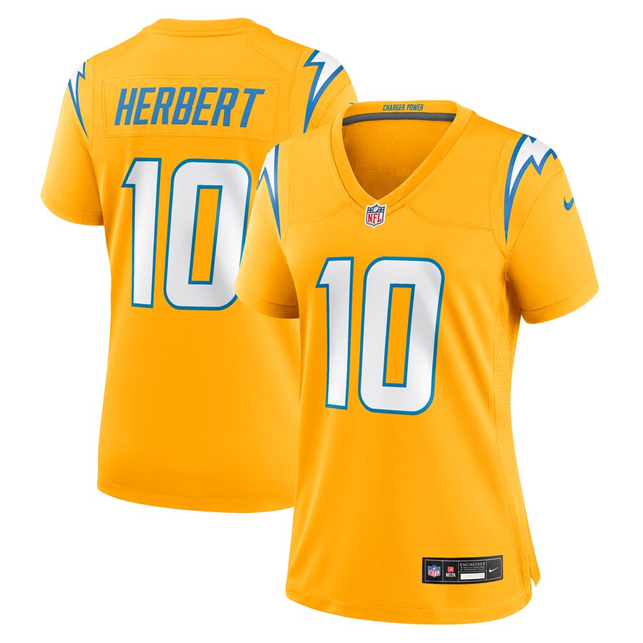 Women's Los Angeles Chargers Justin Herbert Nike Gold Alternate Charger Power Game Jersey