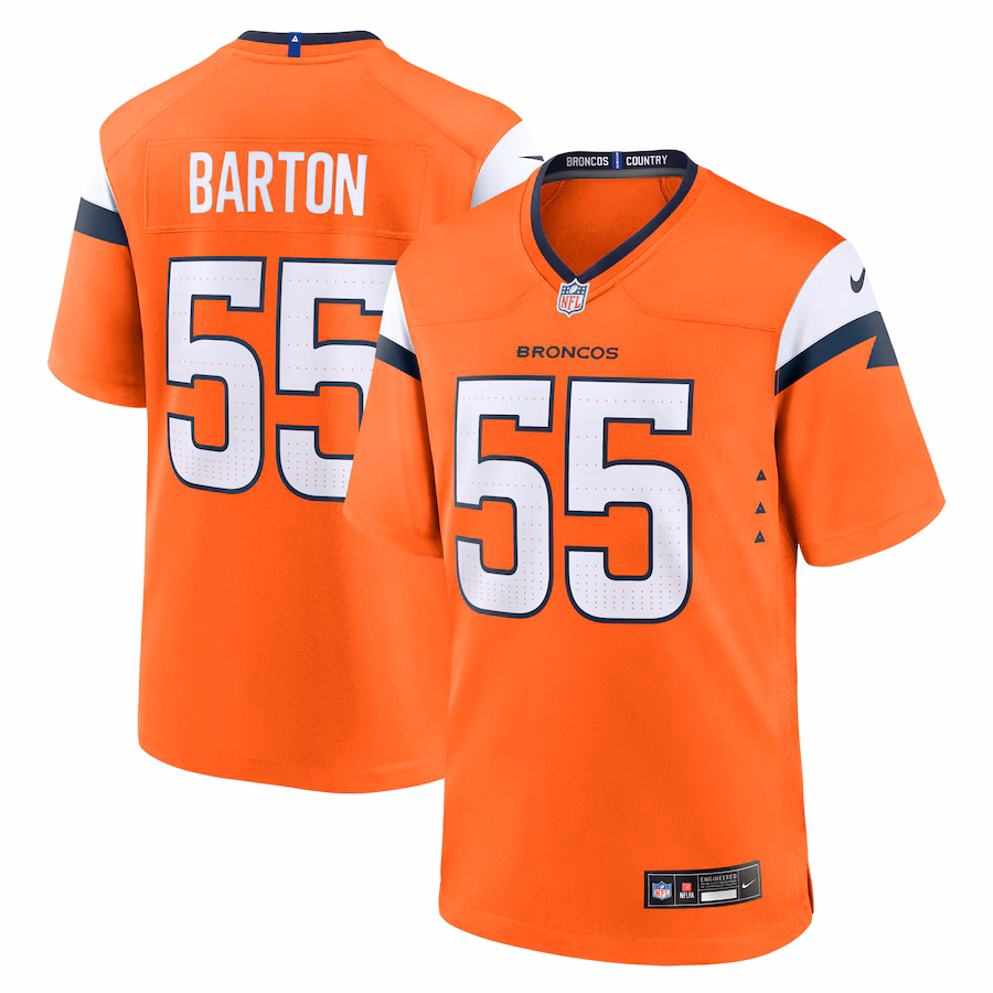 Men's Denver Broncos Cody Barton Nike  Orange Game Jersey