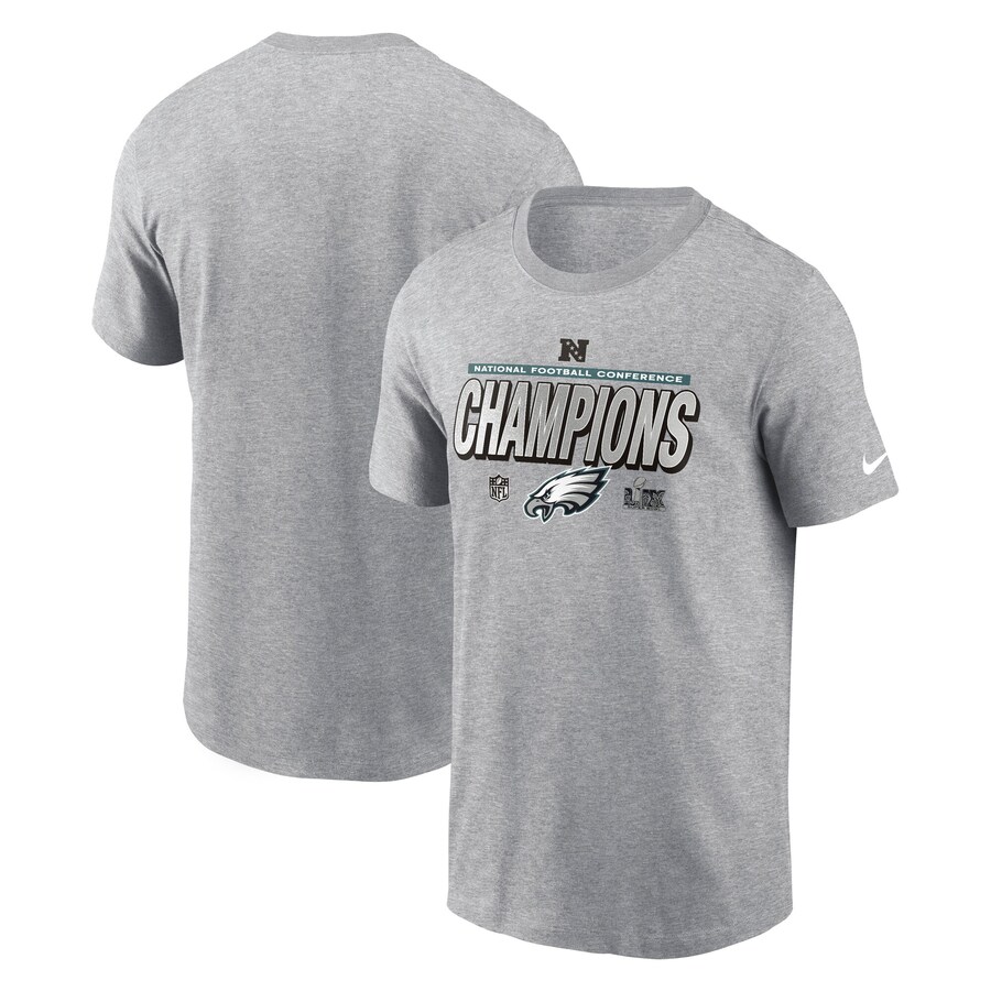 Men's Philadelphia Eagles  Nike Heather Gray 2024 NFC Champions Locker Room Trophy Collection T-Shirt