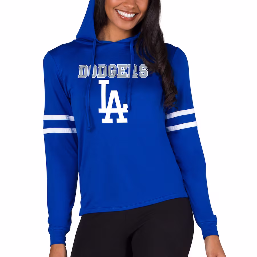 Women's Los Angeles Dodgers Concepts Sport Royal Marathon Lightweight Lounge Pullover Hoodie