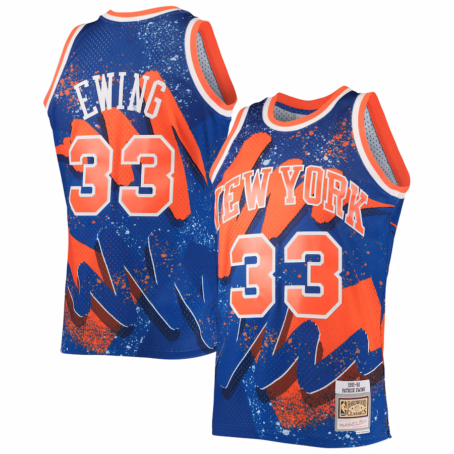 Men's New York Knicks Patrick Ewing Mitchell & Ness Blue Hardwood Classics 1991/92 Hyper Hoops Swingman Jersey