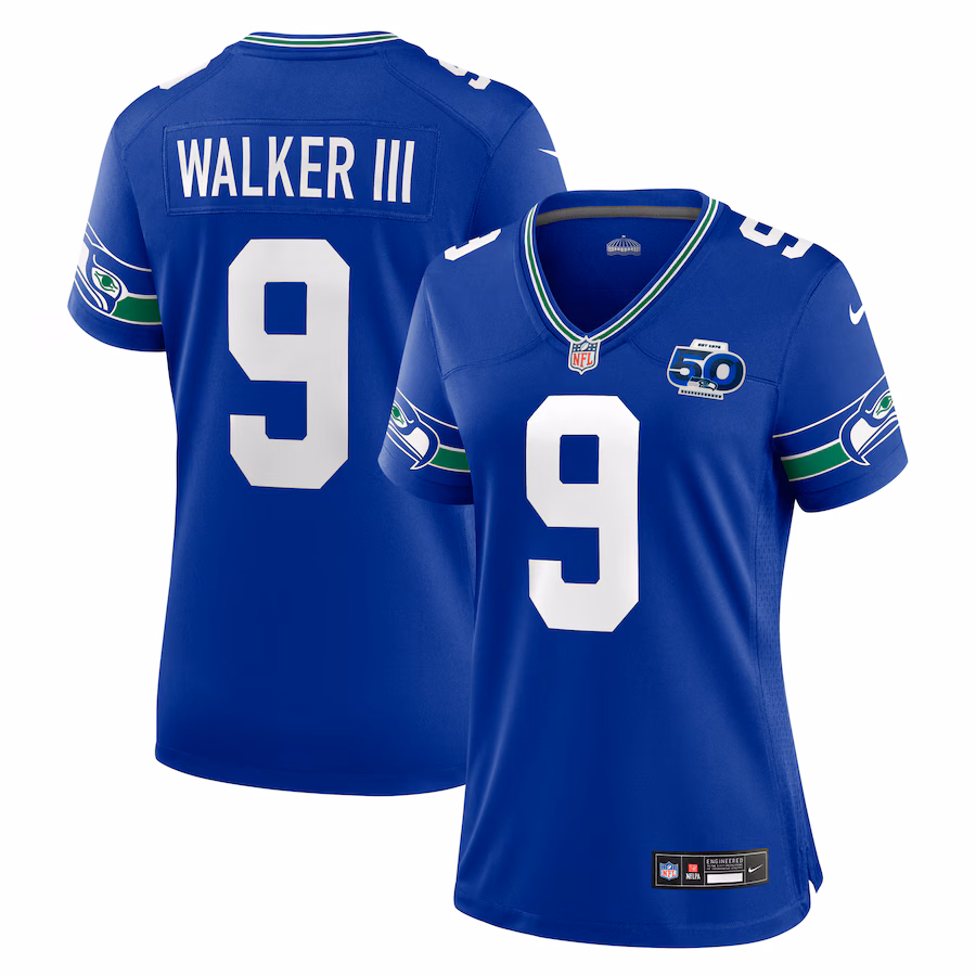 Women's Seattle Seahawks Kenneth Walker III Nike Royal Alternate 2 50th Season Game Jersey