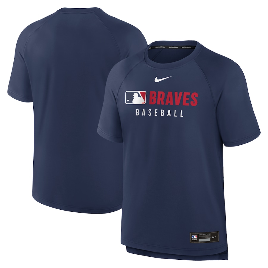 Men's Atlanta Braves Nike Navy Authentic Collection Pregame Raglan Performance T-Shirt
