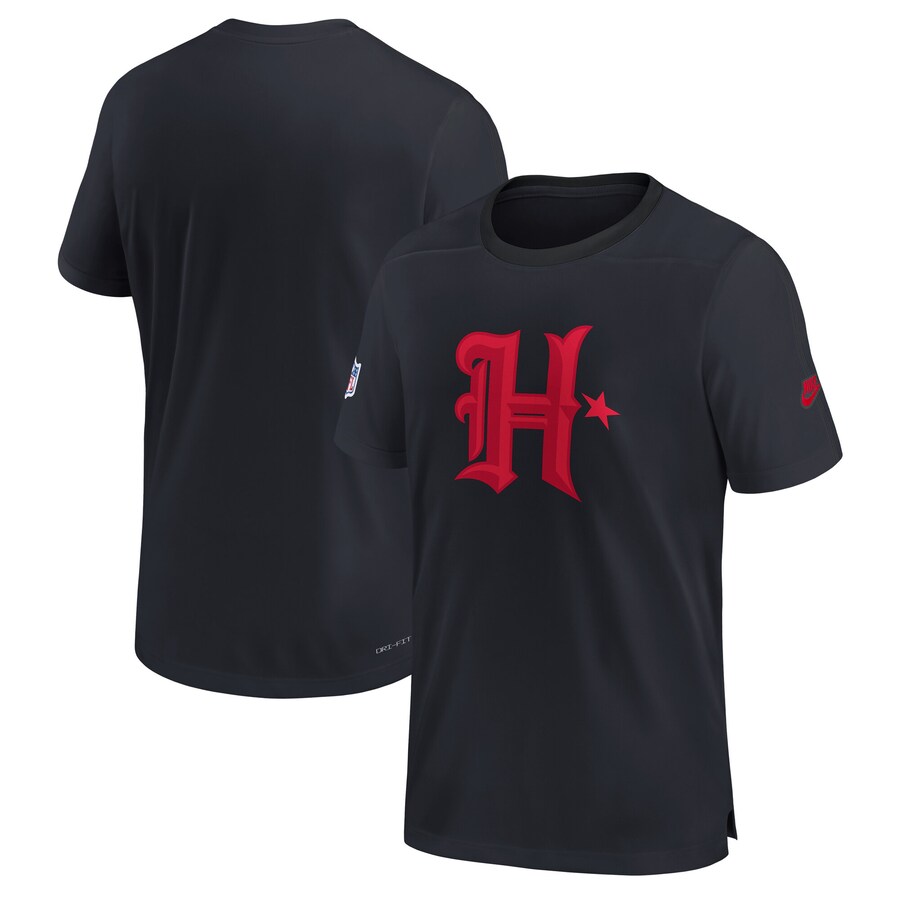 Men's Houston Texans Nike Navy Sideline Alternate Logo Coach Performance T-Shirt