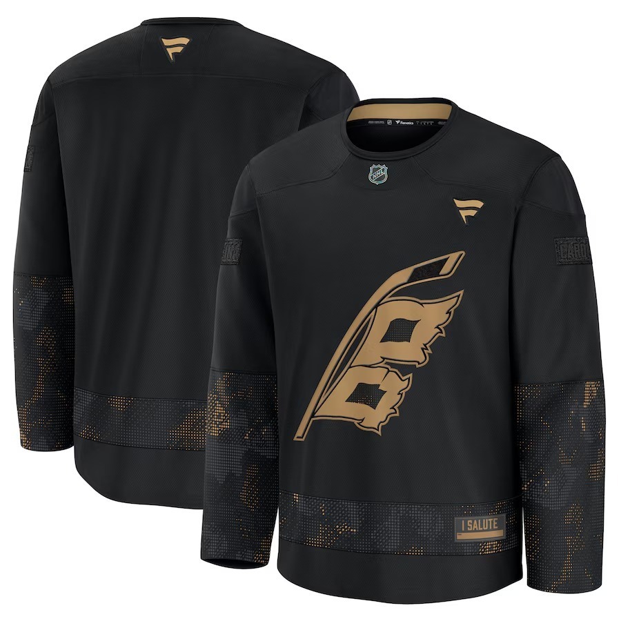 Men's Carolina Hurricanes Fanatics Black 2024 Military Appreciation Practice Jersey