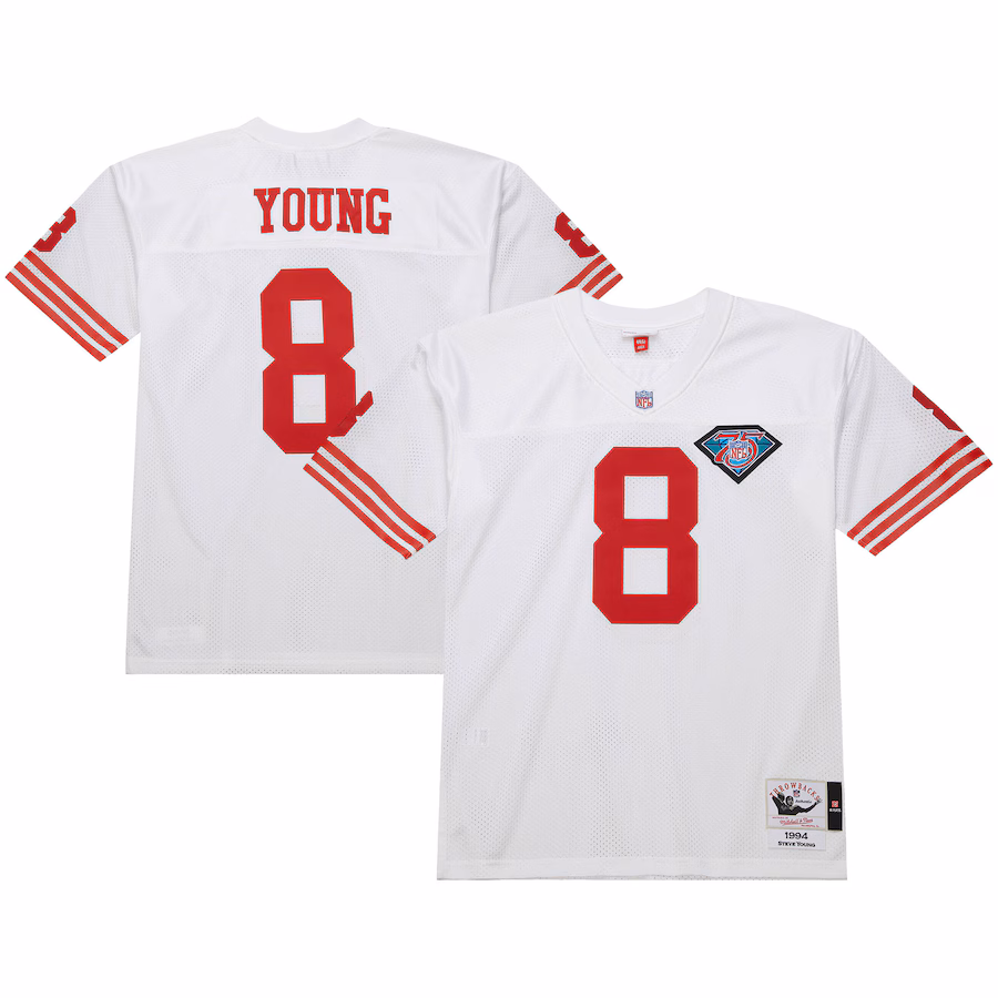 Men's San Francisco 49ers 1994 Steve Young Mitchell & Ness White Authentic Throwback Retired Player Jersey
