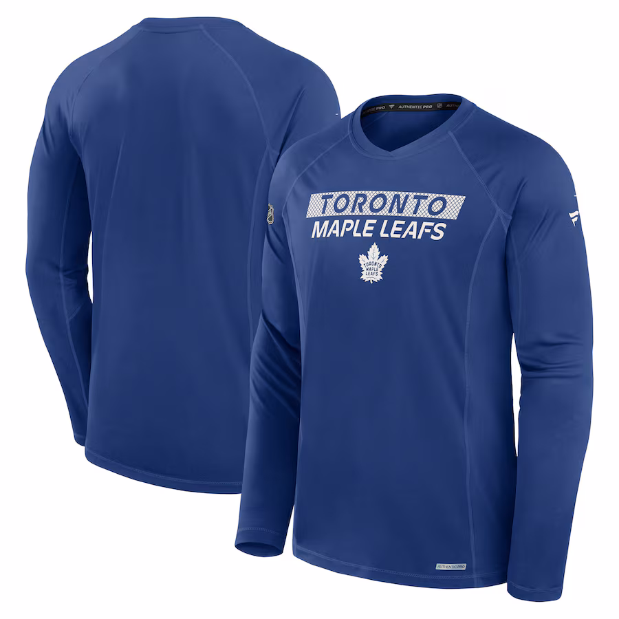 Men's Toronto Maple Leafs Fanatics Blue Authentic Pro Rink Tech Long Sleeve T-Shirt