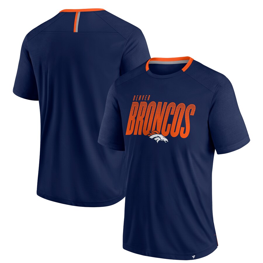 Men's Denver Broncos Fanatics Navy Defender Fade Slant T-Shirt