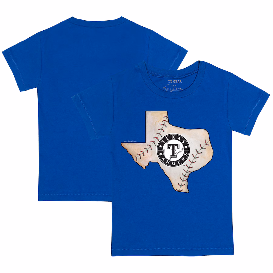 Youth Texas Rangers Tiny Turnip Royal State Outline T-Shirt