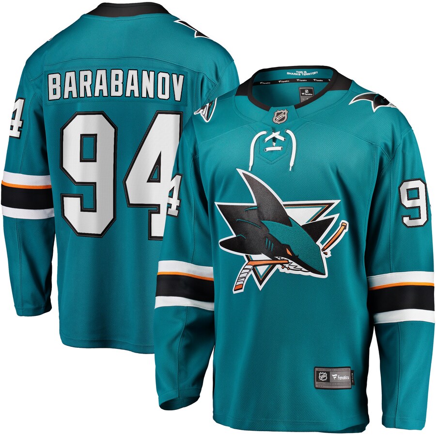 Men's San Jose Sharks Alexander Barabanov Fanatics Branded Teal Home Breakaway Jersey