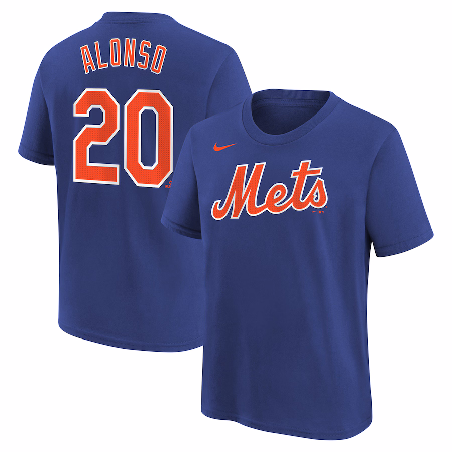 Youth New York Mets Pete Alonso Nike Royal Home Player Name & Number T-Shirt