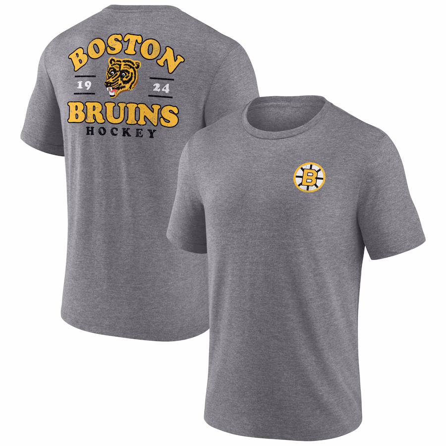 Men's Boston Bruins Fanatics Heather Gray Winger Tri-Blend T-Shirt