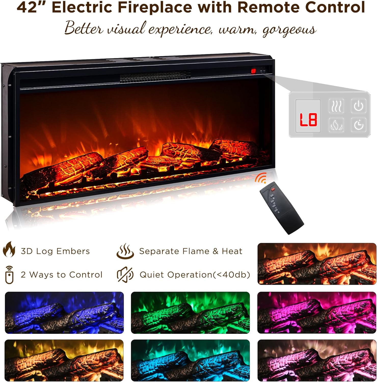 T4TREAM Farmhouse Fireplace TV Stand for up-to-80 TV, 70