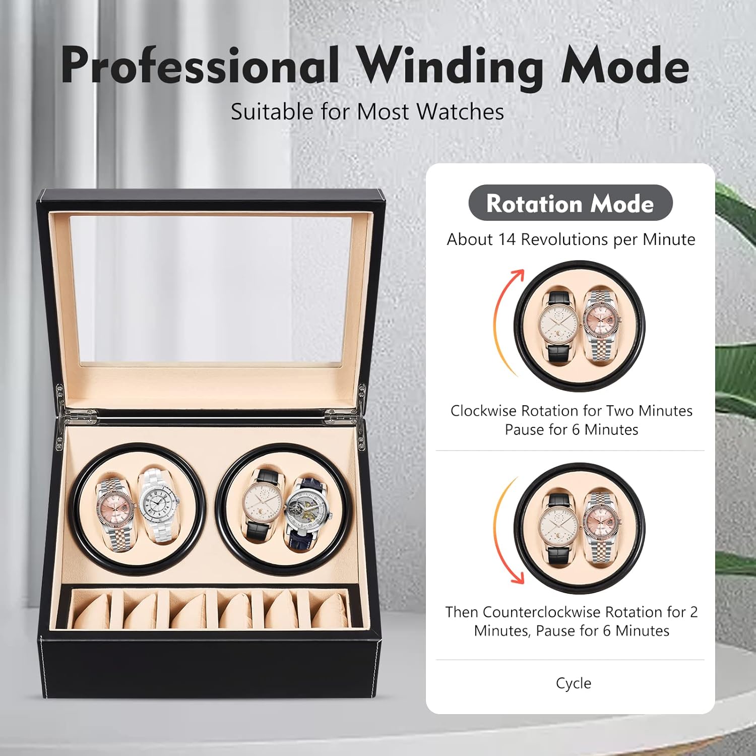 SHZICMY Automatic Watch Winder, 4+6 Automatic Watches Winders Storage Display Box Watch Winders Case