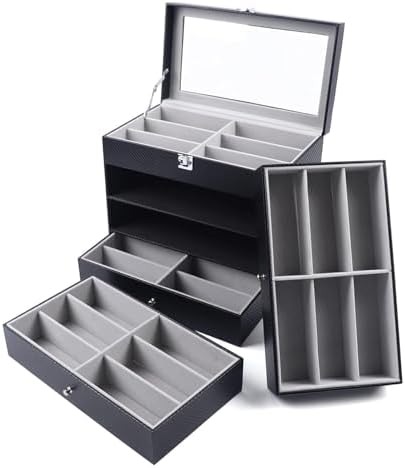 Jewelry Storage Box & Sunglasses Organizer - Large Capacity Jewelry Armoire Display Case with Drawers - Perfect Jewelry Cabinet Gift for Women & Men