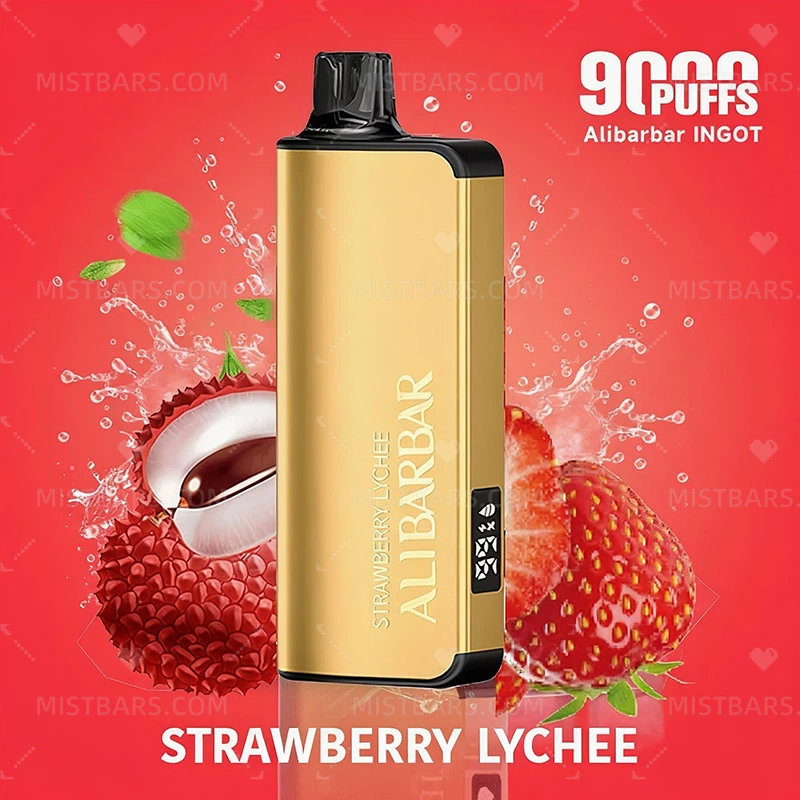 STRAWBERRY LYCHEE ALIBARBAR INGOT 9000 PUFFS