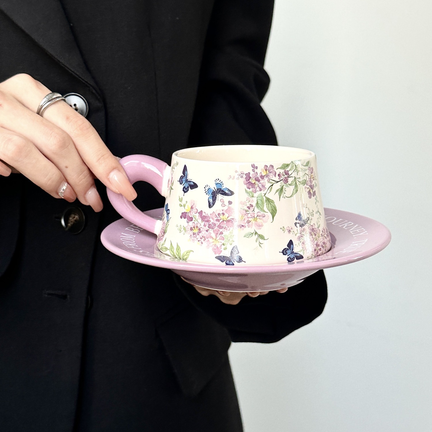 Morning Glory Ceramic Cup and Saucer Set