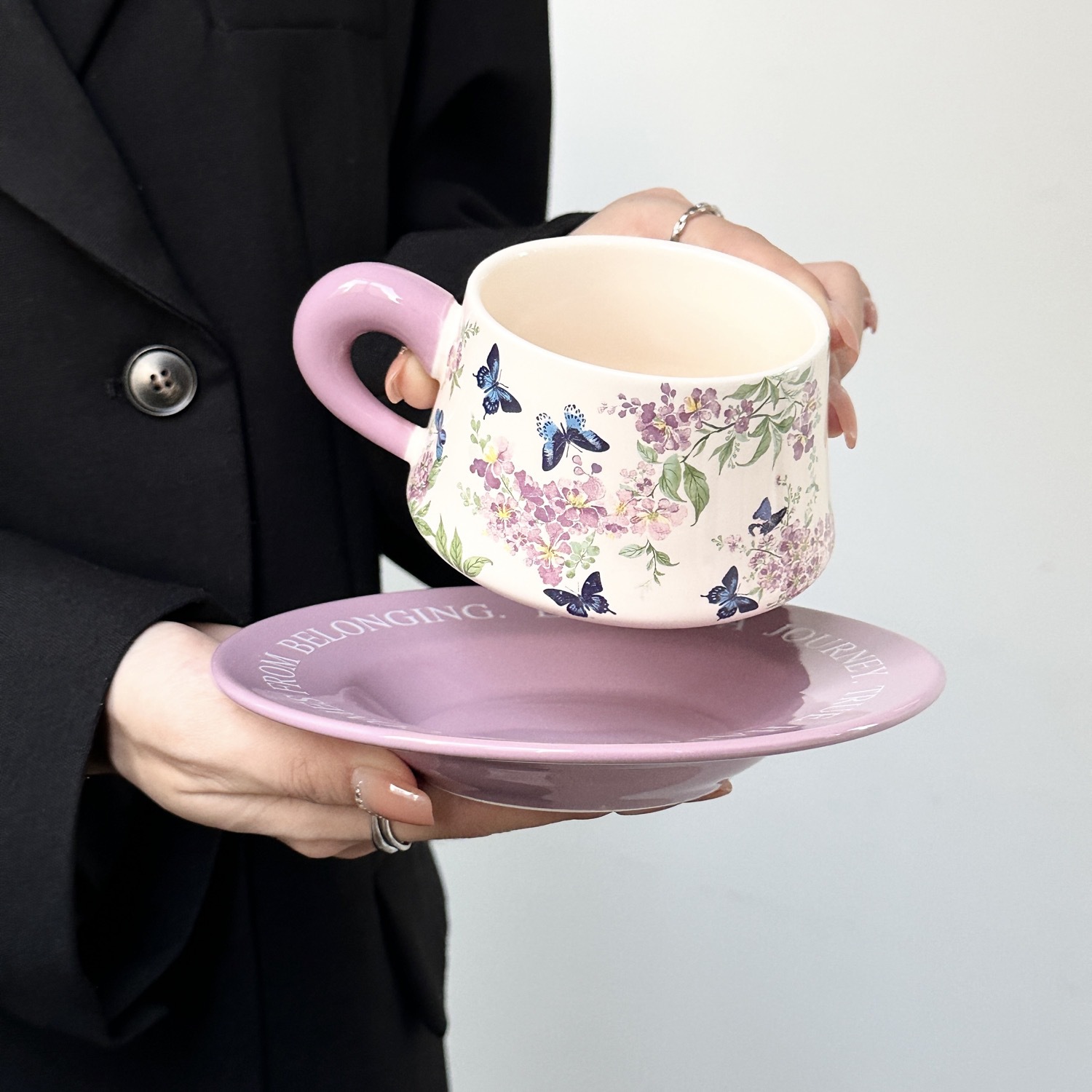 Morning Glory Ceramic Cup and Saucer Set