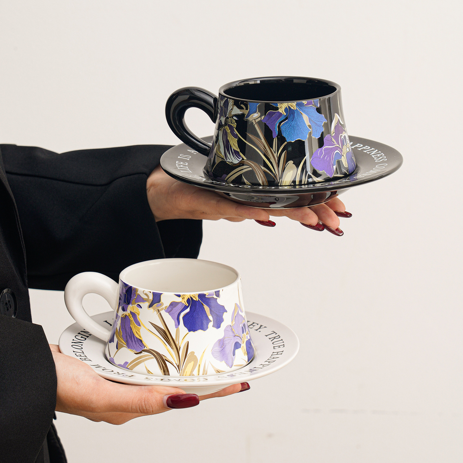 Iris Ceramic Cup and Saucer Set