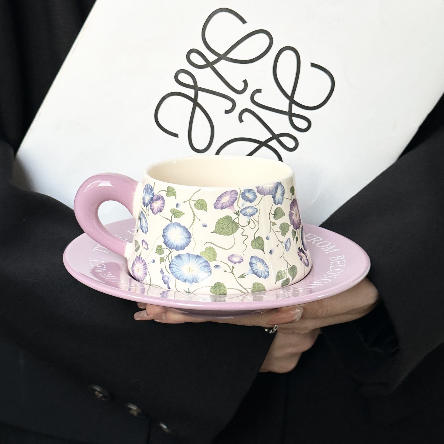 Morning Glory Ceramic Cup and Saucer Set