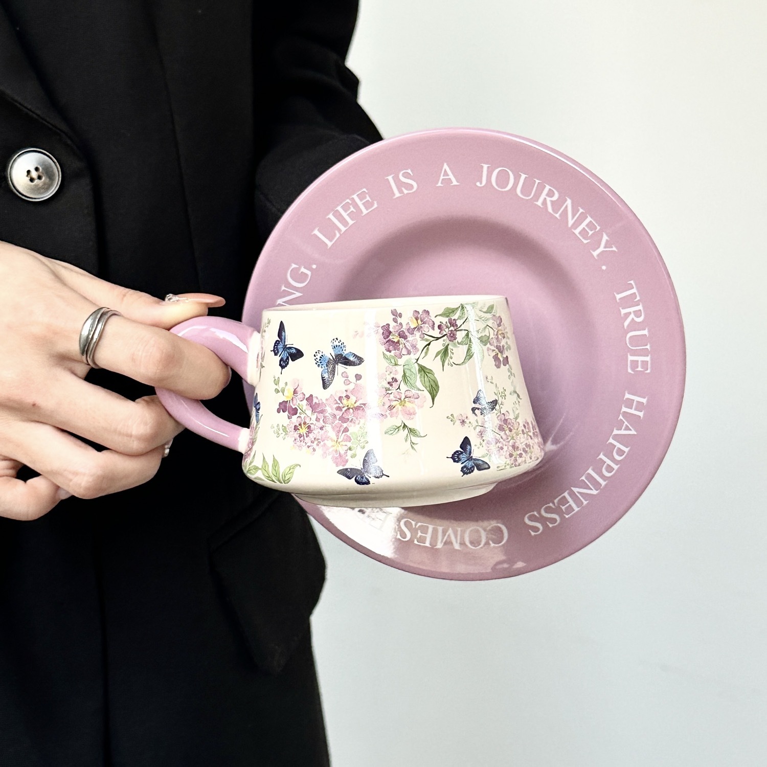 Morning Glory Ceramic Cup and Saucer Set