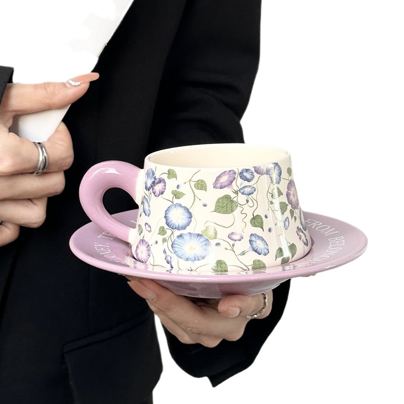 Morning Glory Ceramic Cup and Saucer Set