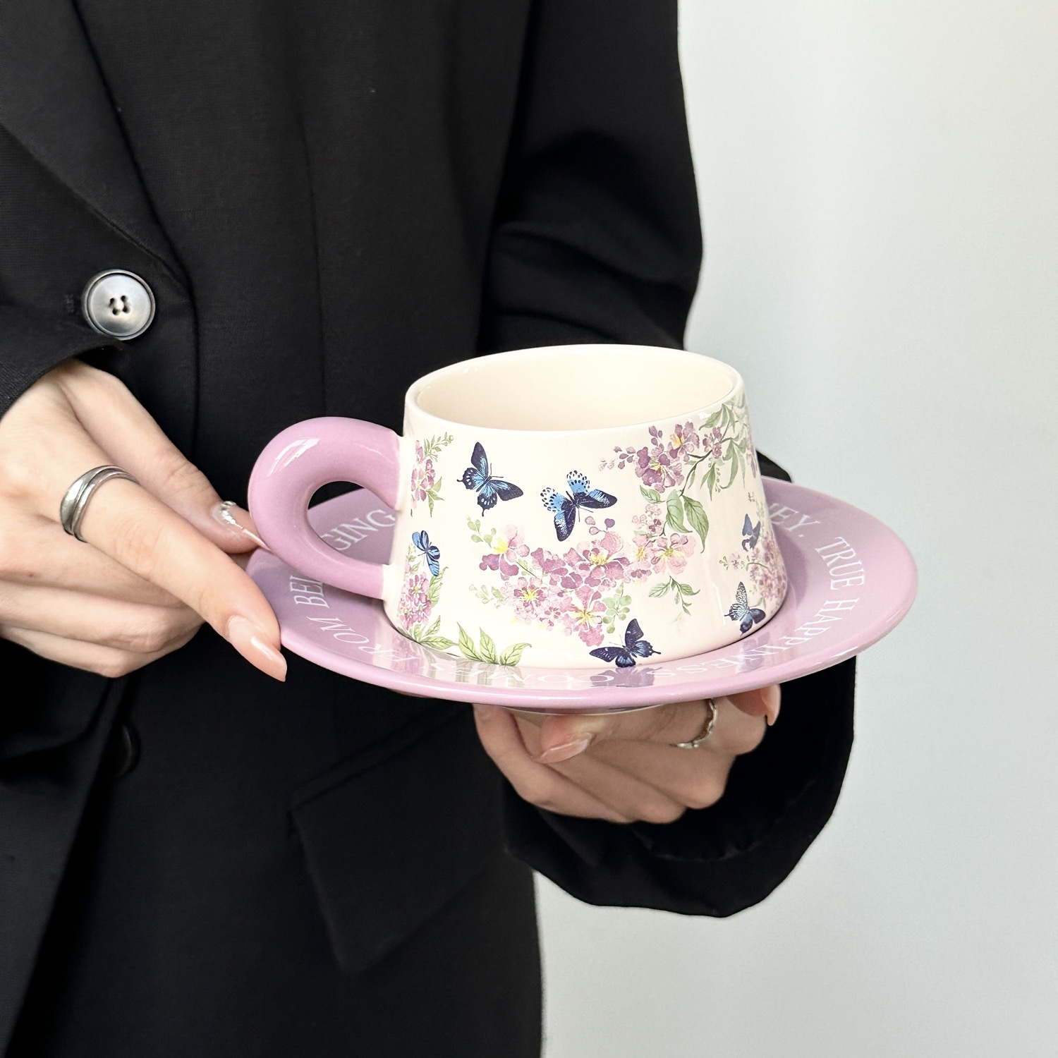 Morning Glory Ceramic Cup and Saucer Set