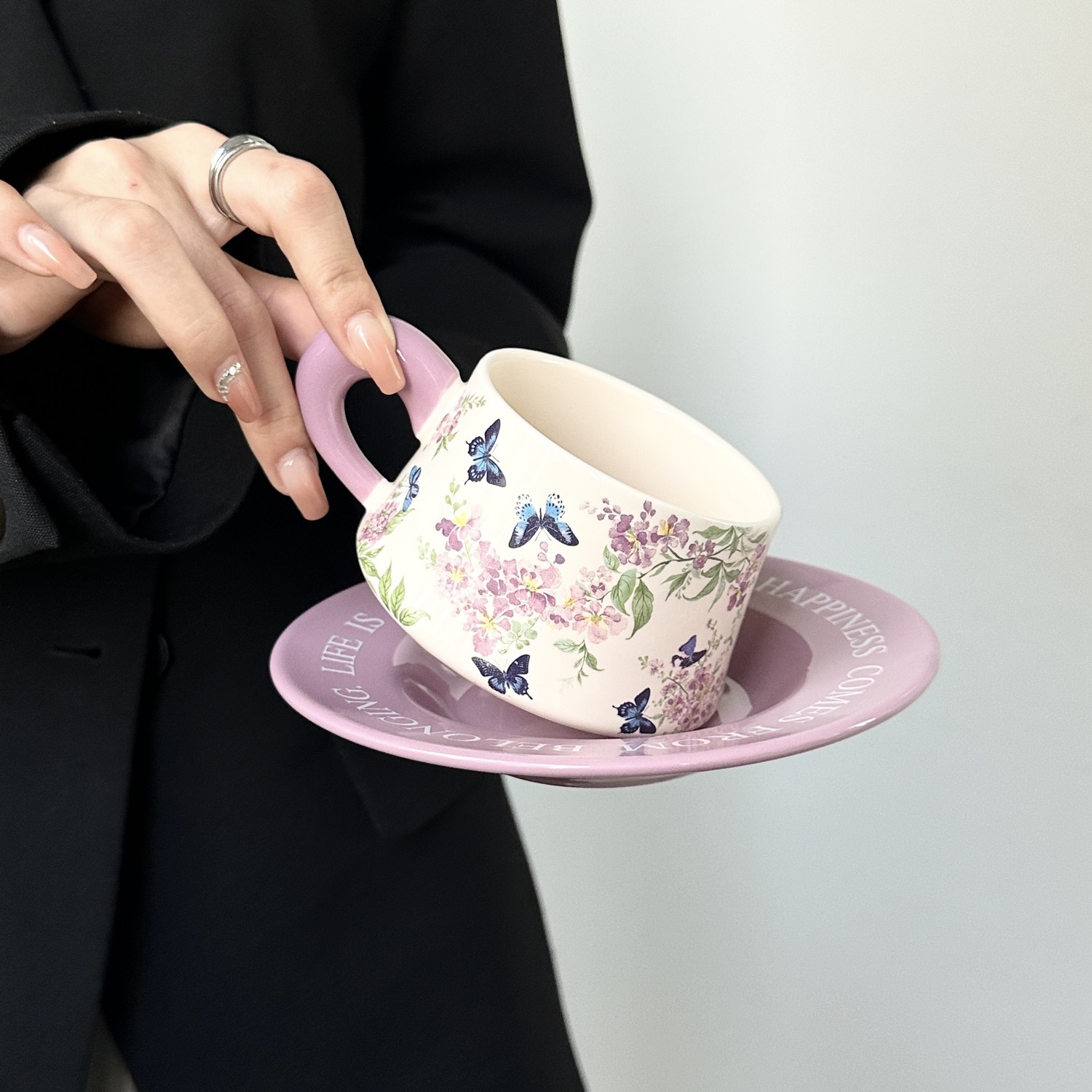 Morning Glory Ceramic Cup and Saucer Set