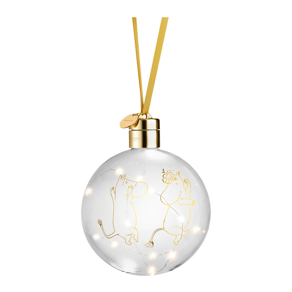 Muurla Mumin julkula med LED ljus 11 cm Mumin 80 år guld