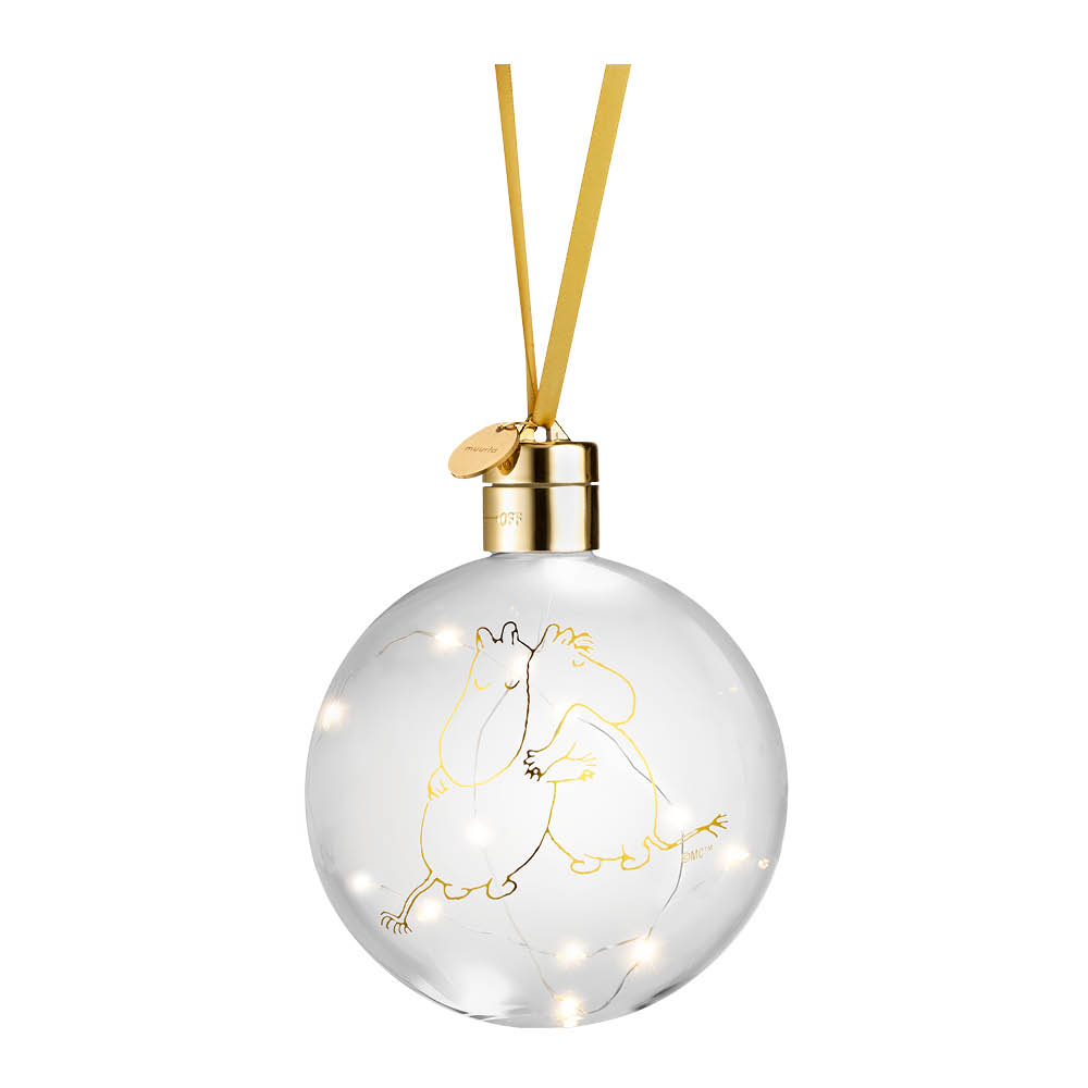 Muurla Mumin julkula med LED ljus 11 cm Mumin 80 år guld